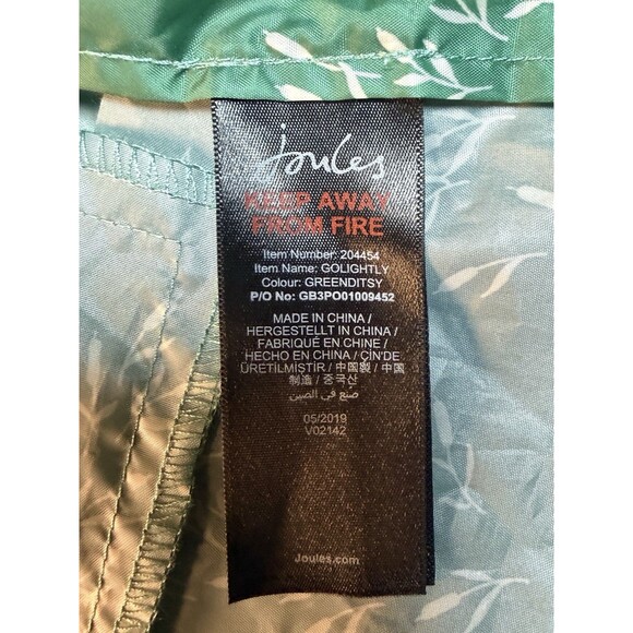 JOULES Right As Rain Jacket Size 8 Green Ditsy Waterproof Coat Hooded - Picture 12 of 15